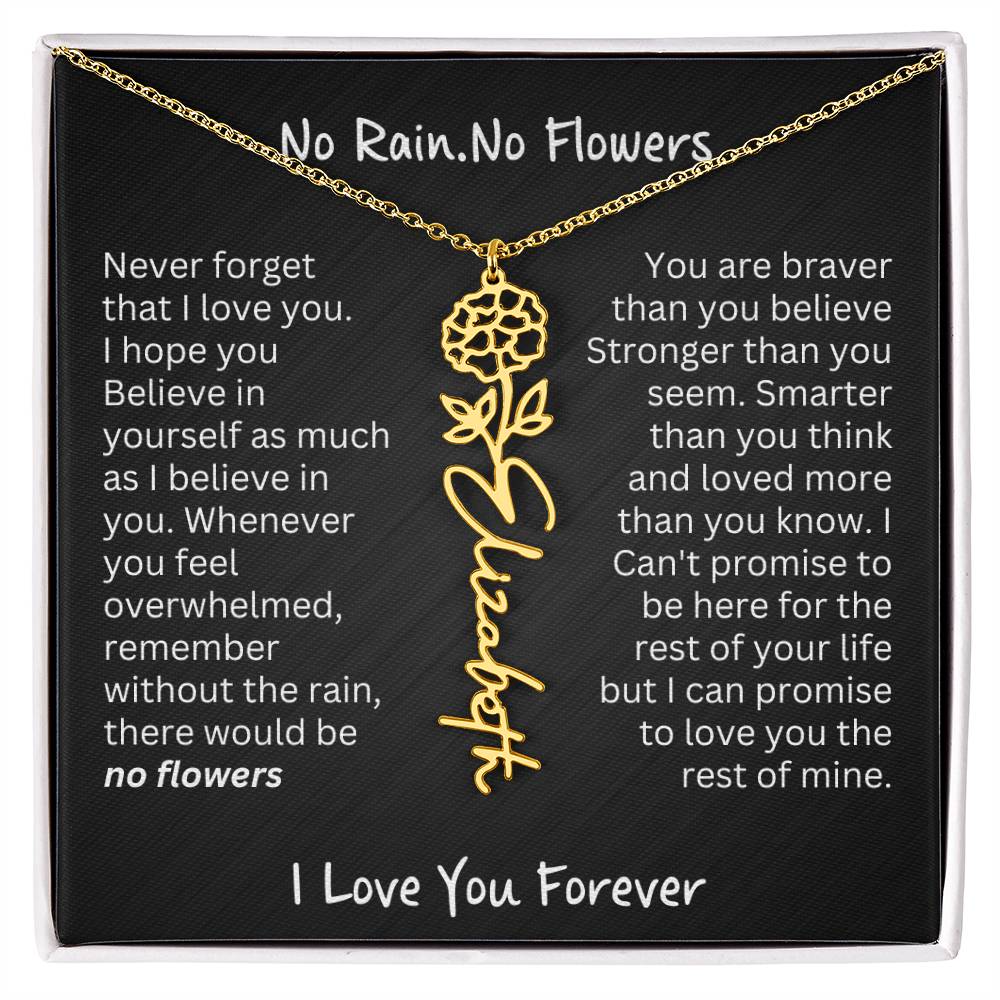 Flower Name Necklace - Birthday Gift from Mom & Dad - Christmas Gift from Mom & Dad - Personalized Name Necklace