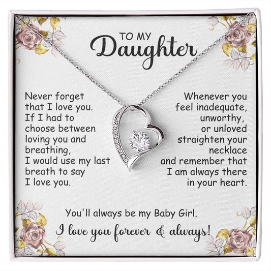 Gift To My Baby Girl Daughter -Forever Love Necklace With Message Card Gift