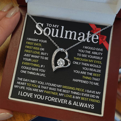 To My Soulmate + FREE Earrings - I Love You Forever, Love Heart Necklace