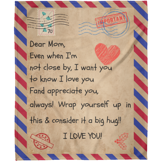 Letter Dear Mom Postcard Fleece Blanket 50x60