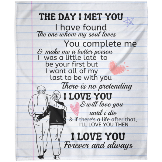 The Day I Met You Letter Couples Fleece Blanket 50x60