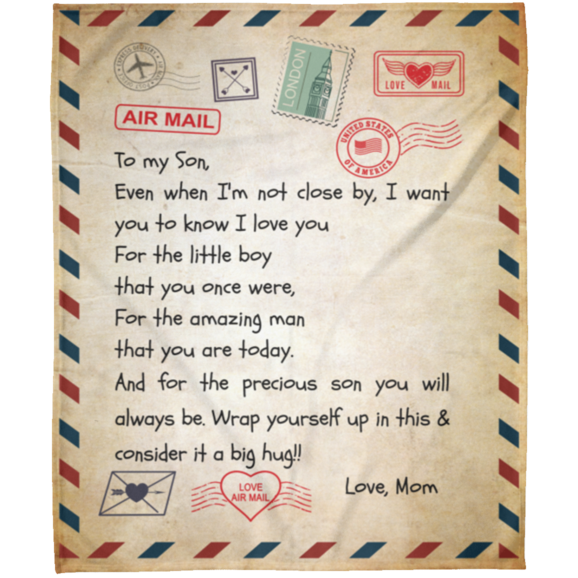 Letter To My Son Postcard Fleece Blanket 50x60