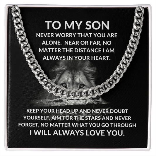GIFT FOR MY SON | NEVER WORRY CUBAN LINK CHAIN NECKLACE