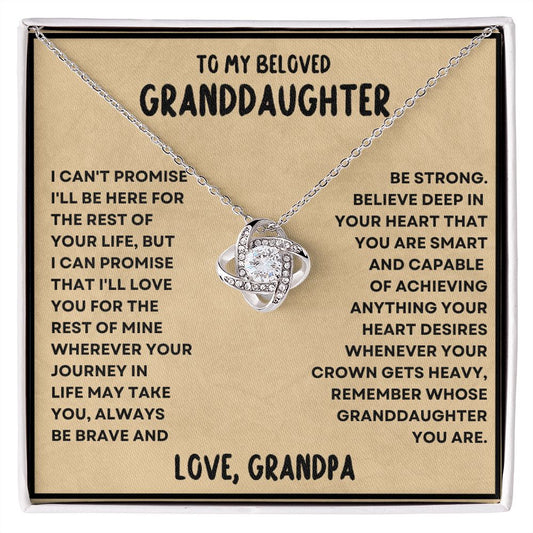 My Beloved GrandDaughter| Be Brave - Love Knot Necklace