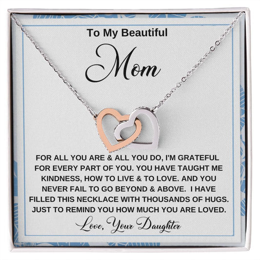 My Beautiful Mom| Thousands of Hugs - Interlocking Hearts Necklace
