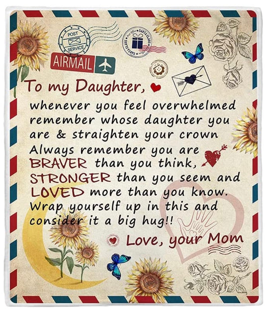 To My Daughter Letter Mail From Mom Fleece Blanket