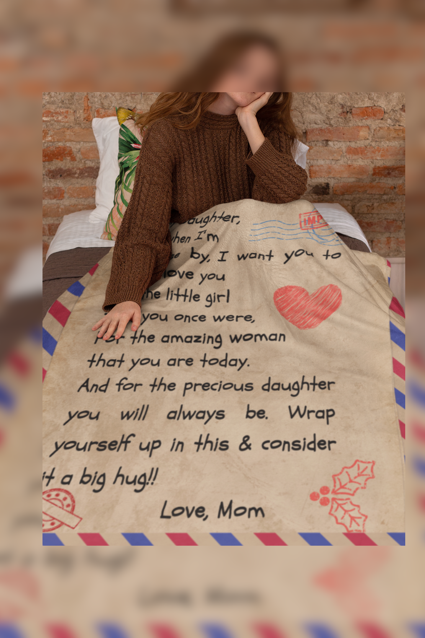 Letter To My Daughter Postcard Fleece Blanket 50x60